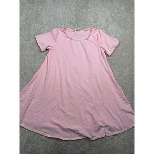 B-SHARP Women's Pink M Medium Pima Cotton A-Line Swing Short Sleeve Top
